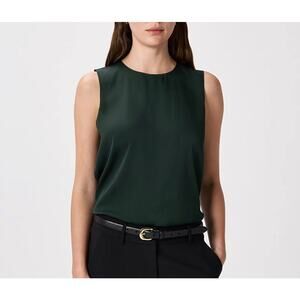 Quince Deep Forest Green Washable Silk Sleeveless Tank Top Blouse Size XS